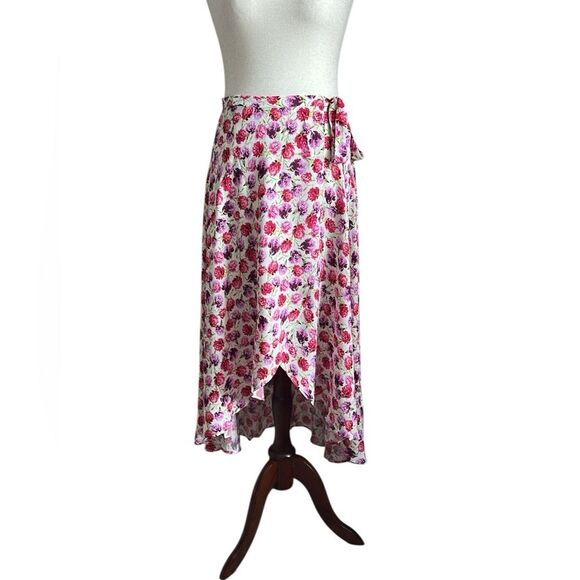 Zara Women’s Rose Floral High Low Sarong Maxi Wrap Skirt Blogger Favorite Size S - Picture 4 of 11